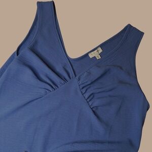 See You Monday Sleeveless ALine Sundress  V-Neck Casual Relaxed Fit Blue XL‎